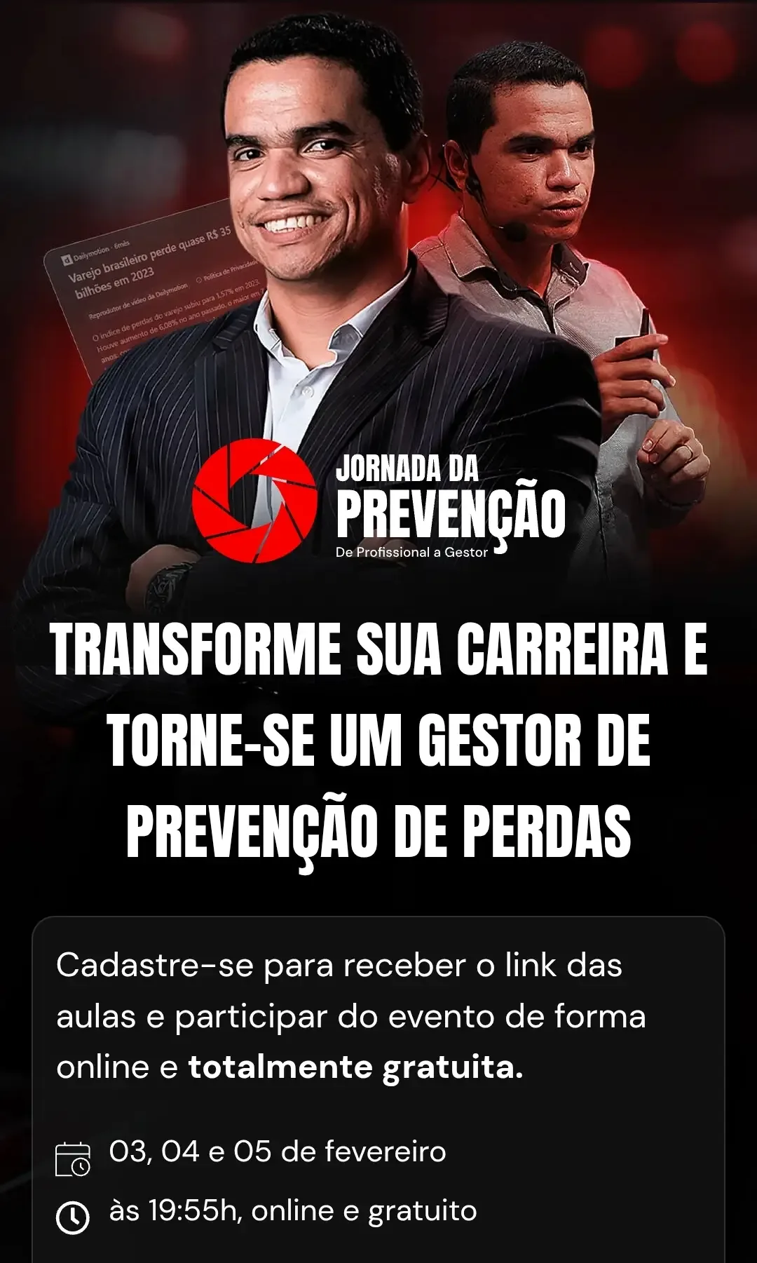 Página de Captura – Lançamento da Jornada da Prevenção – do Profissional ao Gestor: versão mobile
