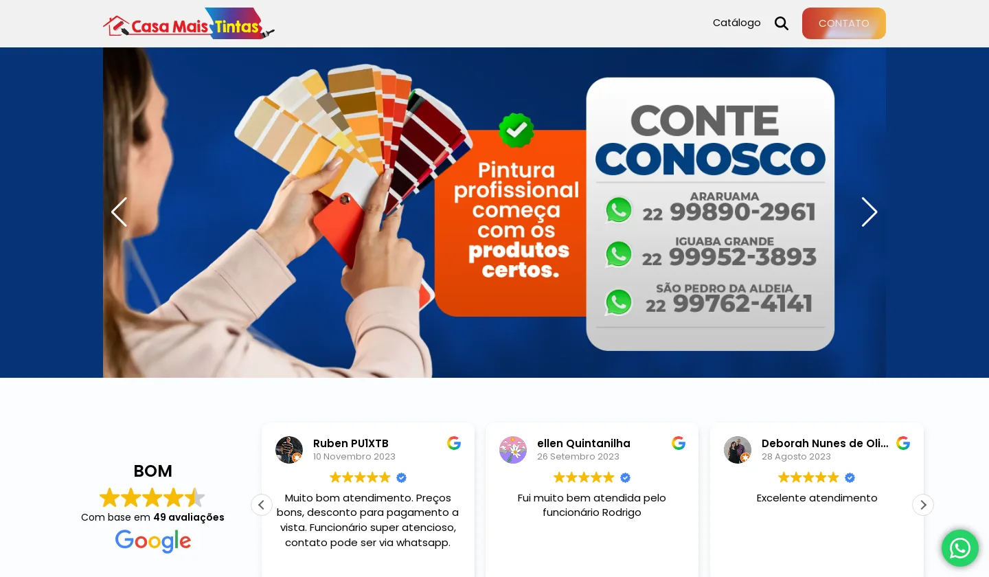 Site Casa Mais Tintas – Catálogo, Lojas e Confiança para Projetos de Pintura
