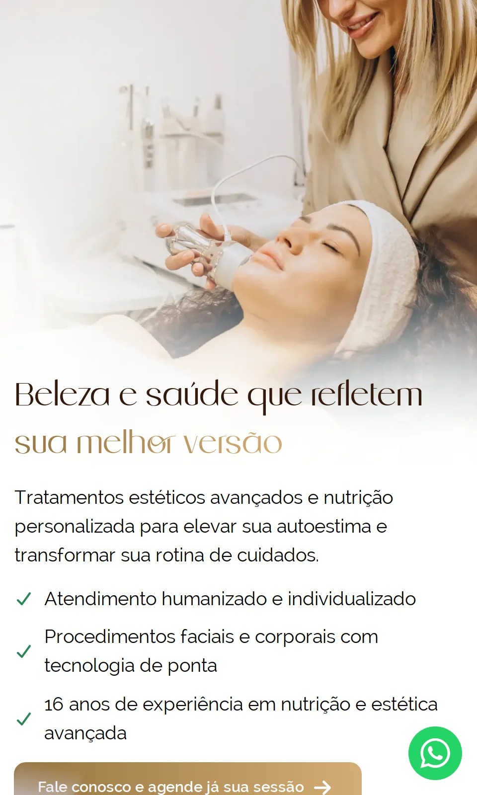 Site Profissional para Nutricionista e Esteticista Helena Infantini: versão mobile