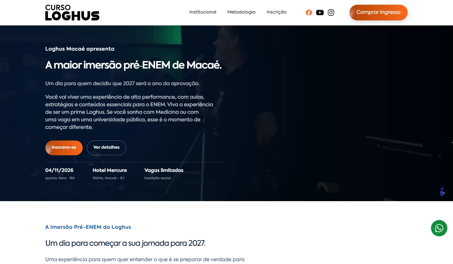 Landing Page da Imersão Pré-ENEM Loghus Macaé 2026