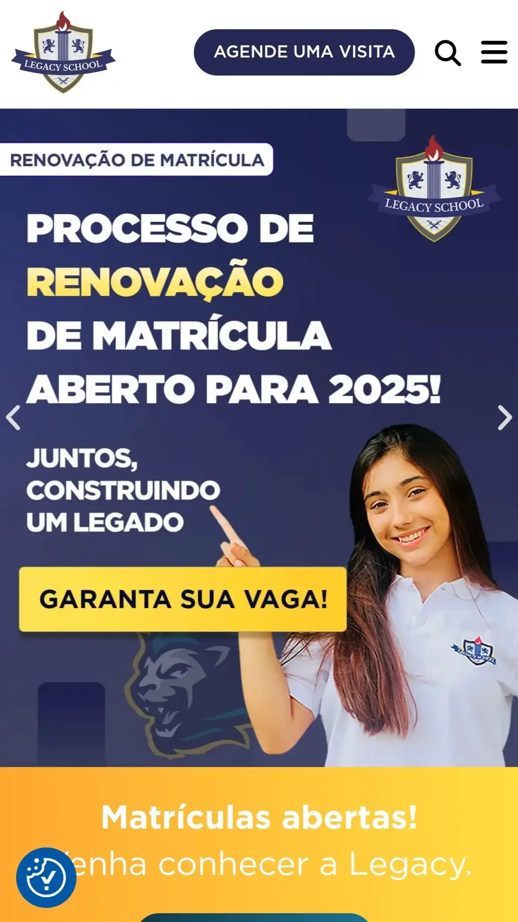 Site Legacy School: Uma Jornada de 2 Anos e 50+ Unidades: versão mobile
