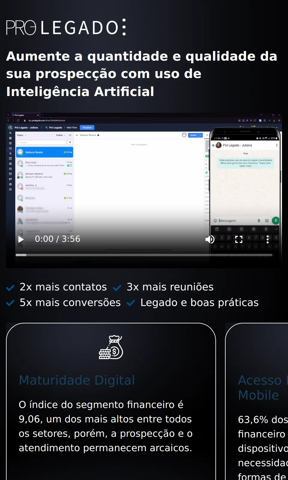Site Prolegado – Inteligência Artificial para Prospecção Comercial: versão mobile