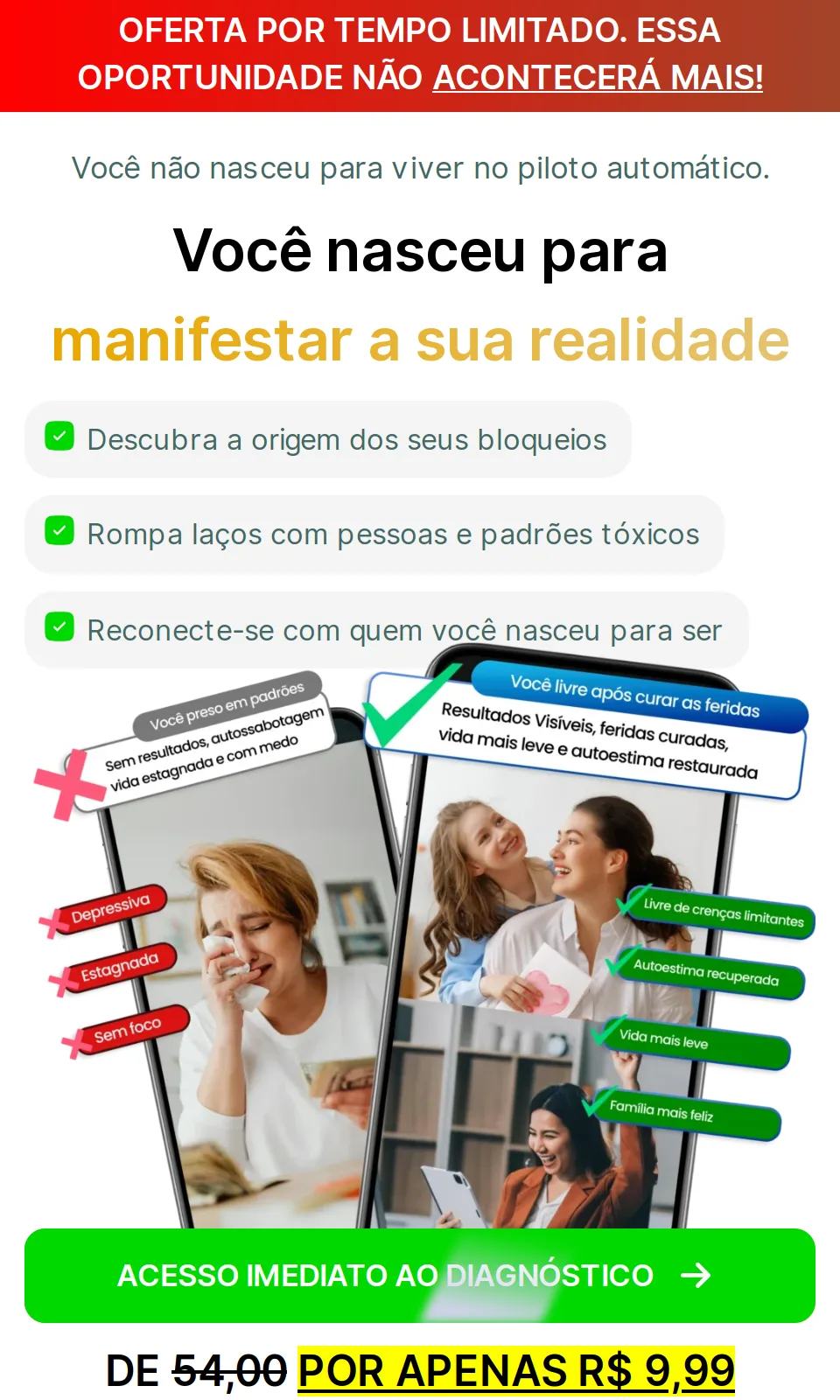 Landing Page Reset Emocional – Manifestação e Transformação Pessoal: versão mobile