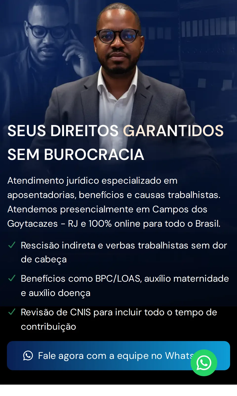 Site Ricardo Rosário – Advocacia Previdenciária com Atendimento Nacional: versão mobile